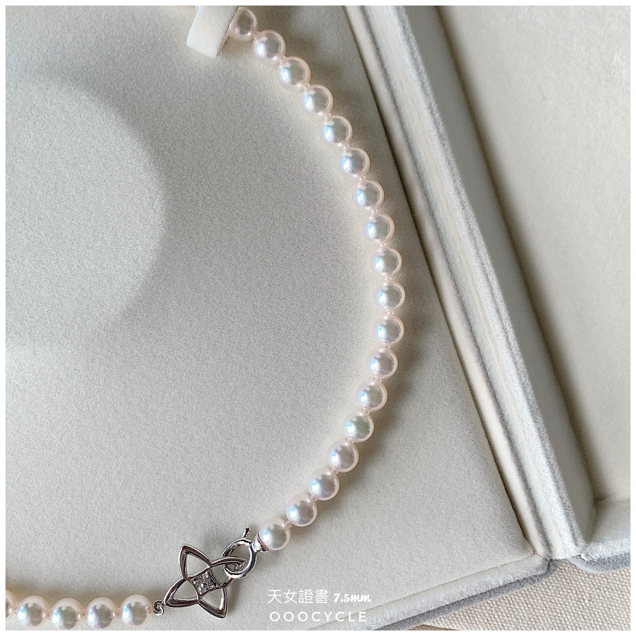 日 本 天 女 證 書 珠 鏈 Tennyo Strand 7.5mm (花花銀扣 Flower Clasp)