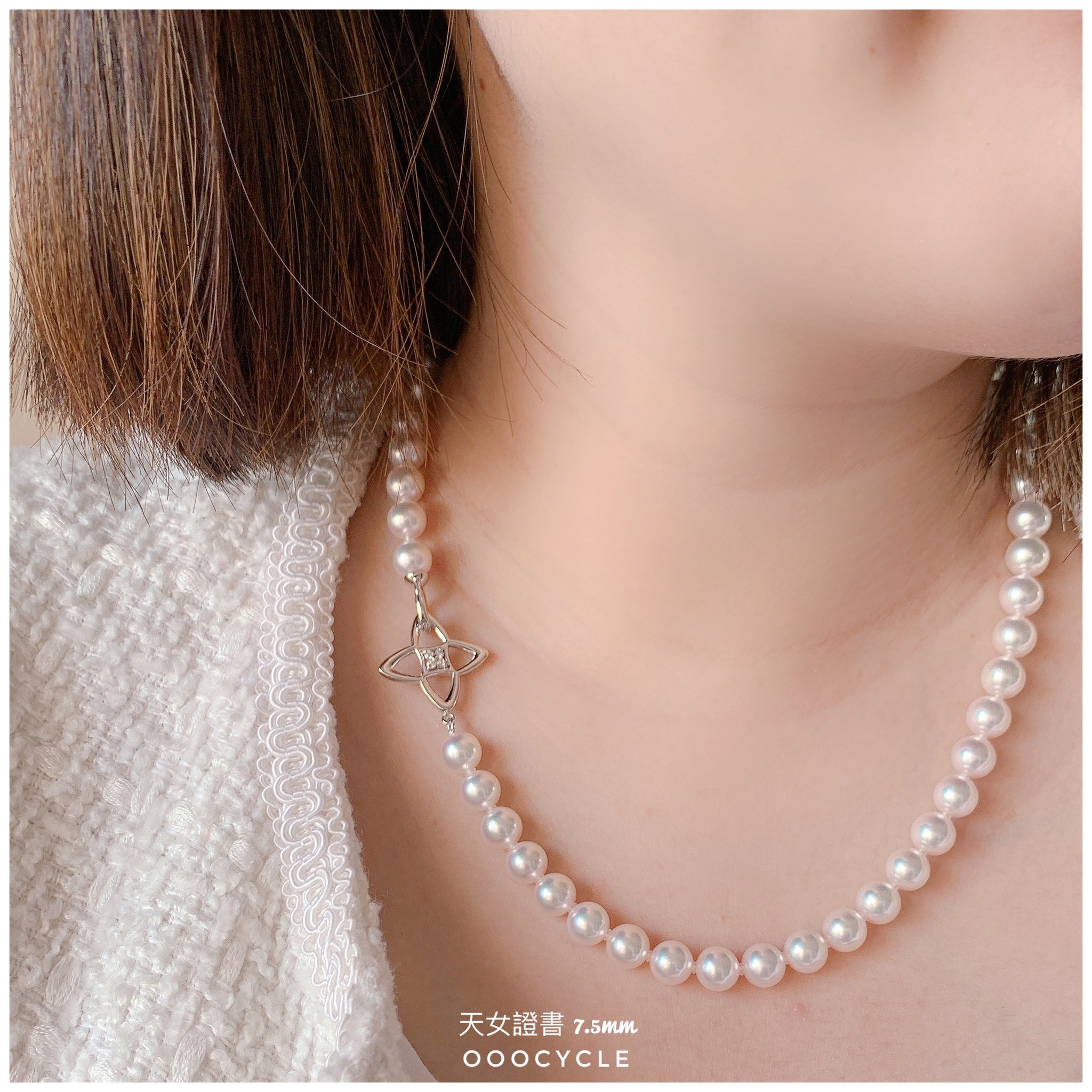 日 本 天 女 證 書 珠 鏈 Tennyo Strand 7.5mm (花花銀扣 Flower Clasp)